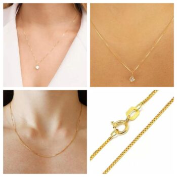 CORRENTE VENEZIANA 45CM OURO18K/750 COM PINGENTE OURO E PEDRA ZIRCÔNIA TRANSPARENTE PONTO DE LUZ