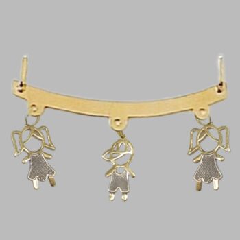 Conjunto 3 Pingentes Menino/Menina Vazado + Canga Para Pingente Tudo Em Ouro18K/750