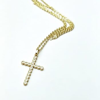 Conjunto Corrente  Bailarina Em Ouro 18K/750 45 Cm Fina 1MM + Pingente de Ouro 18K/750 Cravejado de Pedra  Zircônia Transparente Com 2.6 cm de Comprimento